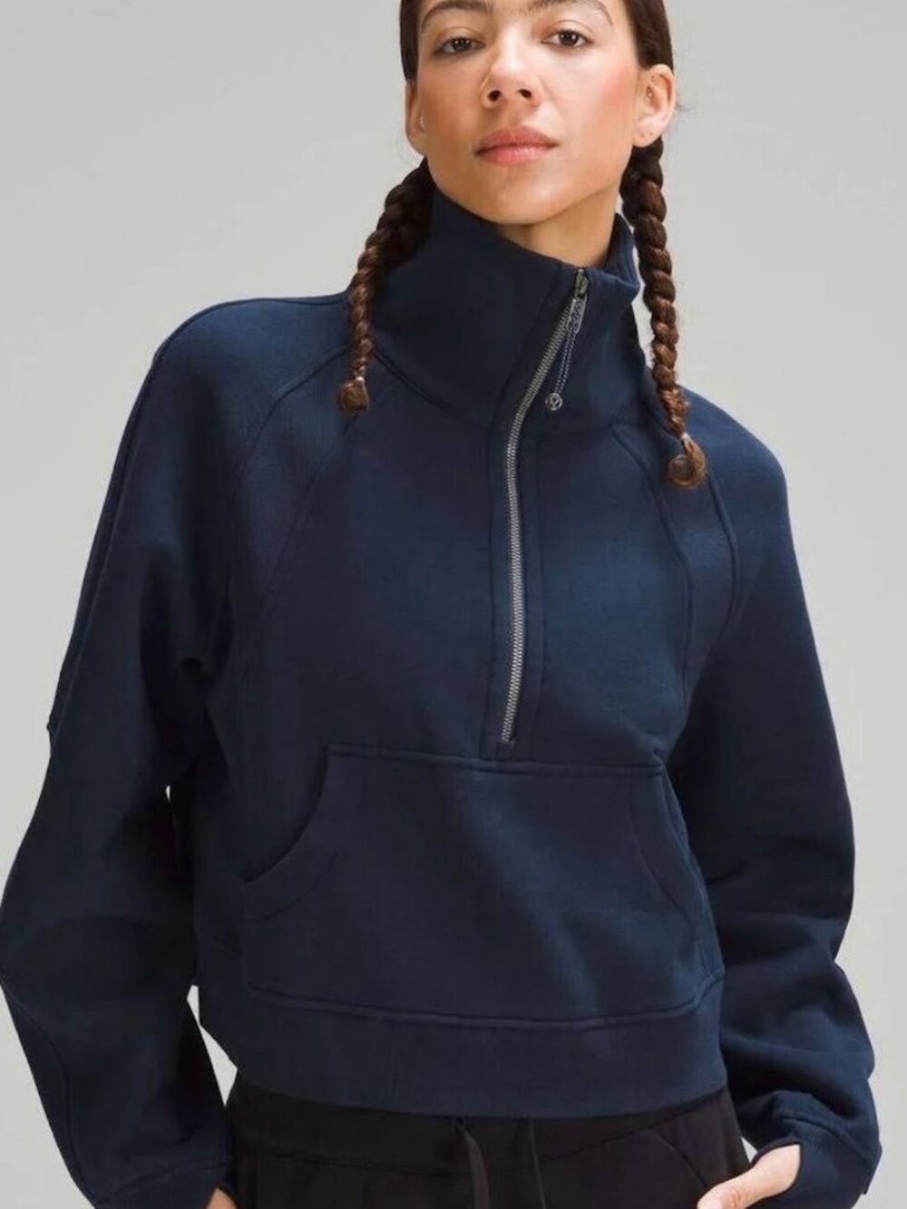 Lululemon Scuba Oversized Funnel-Neck Half Zip Navy XS/S Cropped Fleece